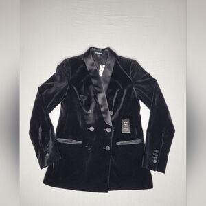 Express Black Velvet Double-Breasted Blazer